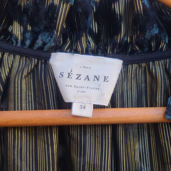 Sezane | Loubna Jacquard Velvet Blouse Size FR 34 US 2 - Picture 4 of 13